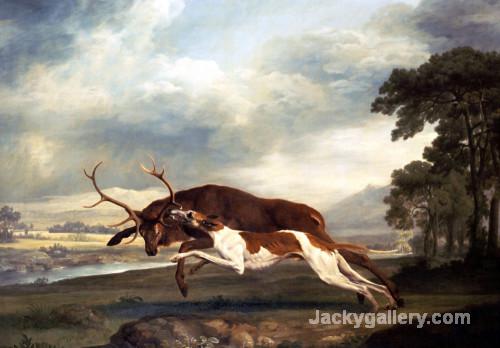 A Hound Attacking A Stag by George Stubbs paintings reproduction